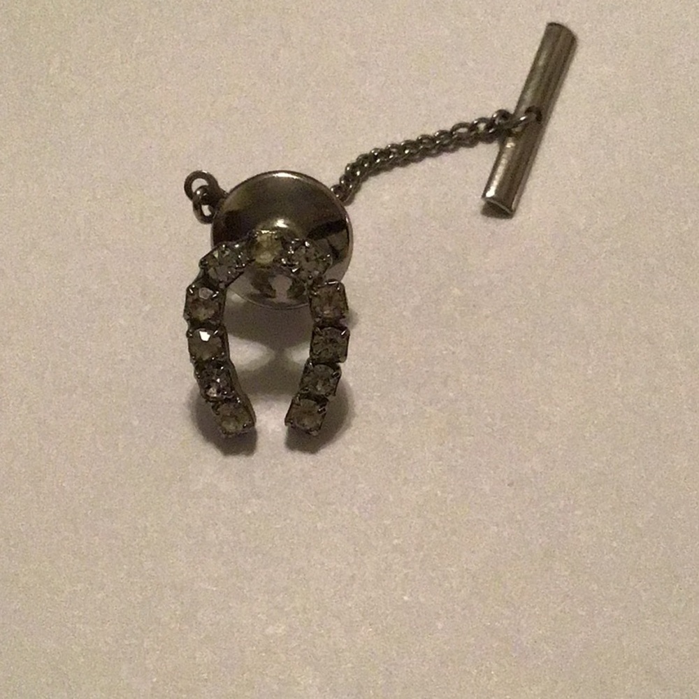 Silver Tone and Rhinestone Horseshoe  Pin
